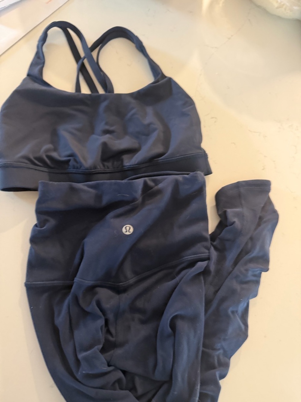 Lululemon Navy Sports Bra & Leggings Set align and free to be serene bra size 4